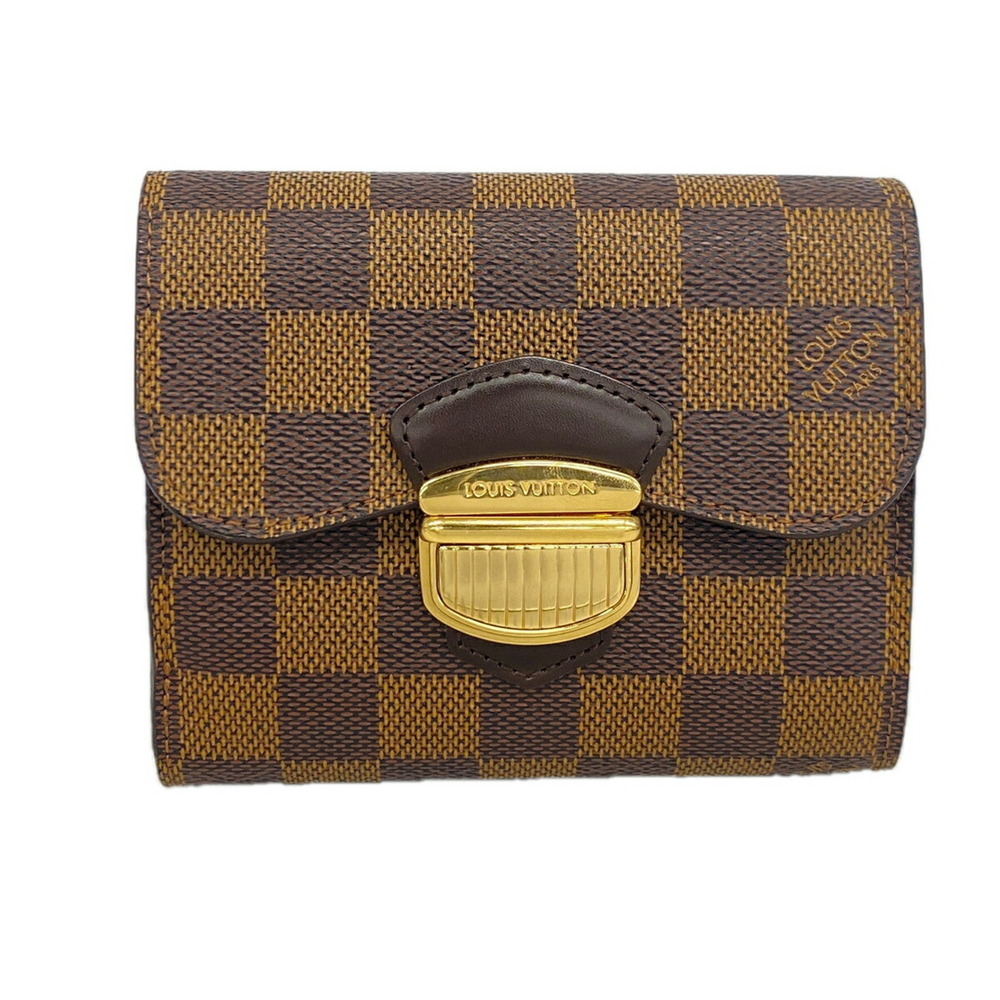 Louis Vuitton Tri-fold Wallet Damier Portefeuille Joy N60034 Ebene Women's